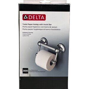 Delta Polished Chrome Toilet Paper Holder With Assist Bar DF704PC
